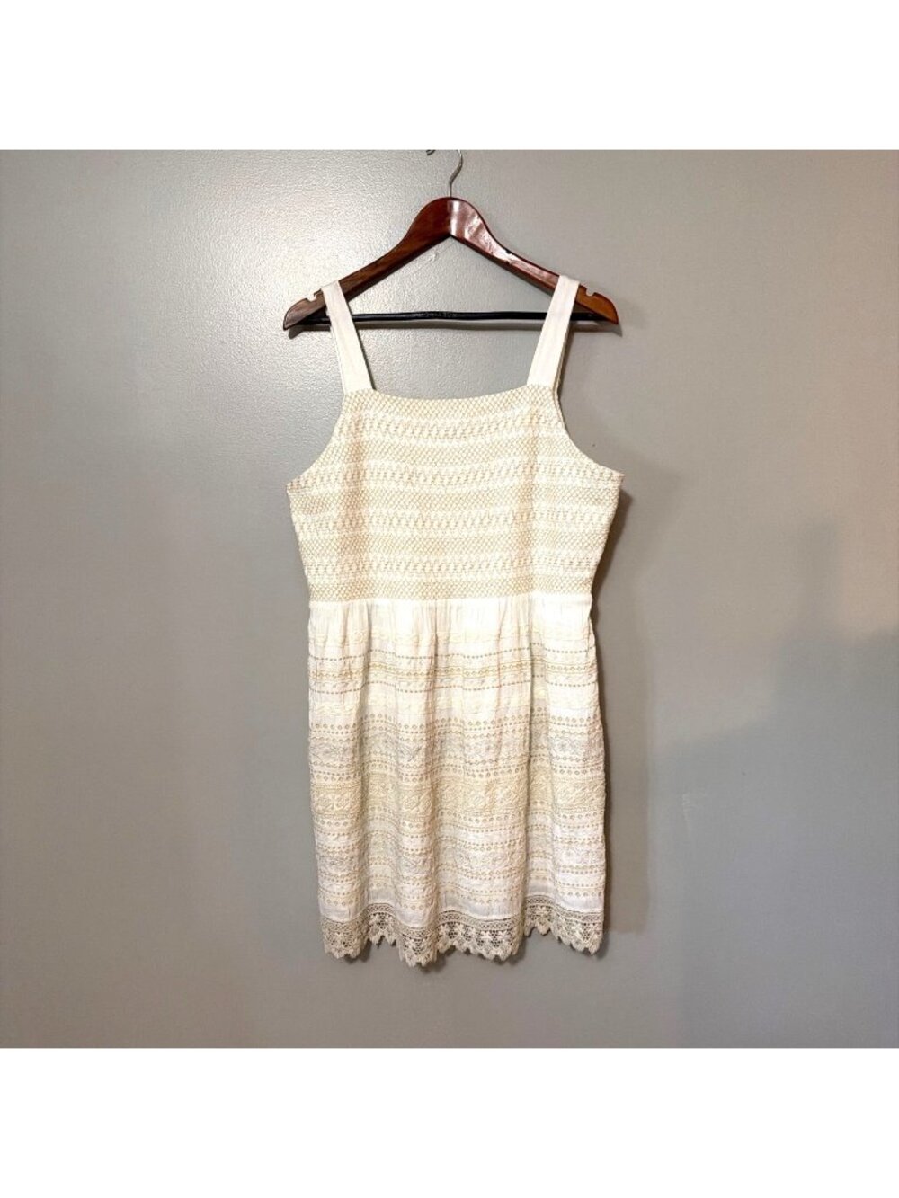 J.Jill Womens Petite Lace Ivory Sleeveless Dress Large Boho Hippie Resort Bridal